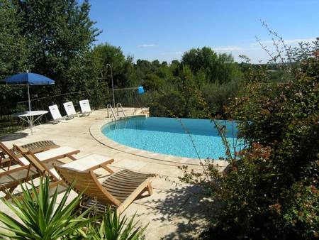 Location bastide bio, pierres, piscine privée, Sommières, 30km mer, charme.